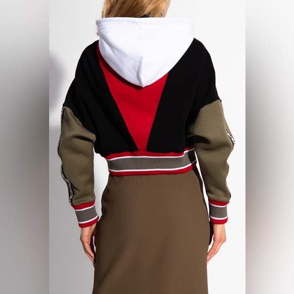 Versace Black, Red, and White Cropped Hoodie - Picture 5 of 13